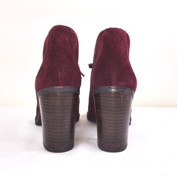 Franco Sarto Burgundy Suede “Nashville” Lace-Up Ankle Boot, Dark Red, Sz 8.5 - Picture 3 of 8